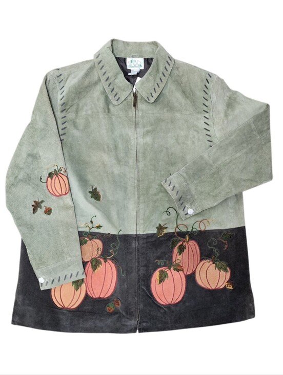 The Quaker Factory Jackets & Blazers - Leather Quacker Factory Pumpkin Embroidered Zip Up Jacket New With Tags Size 1X